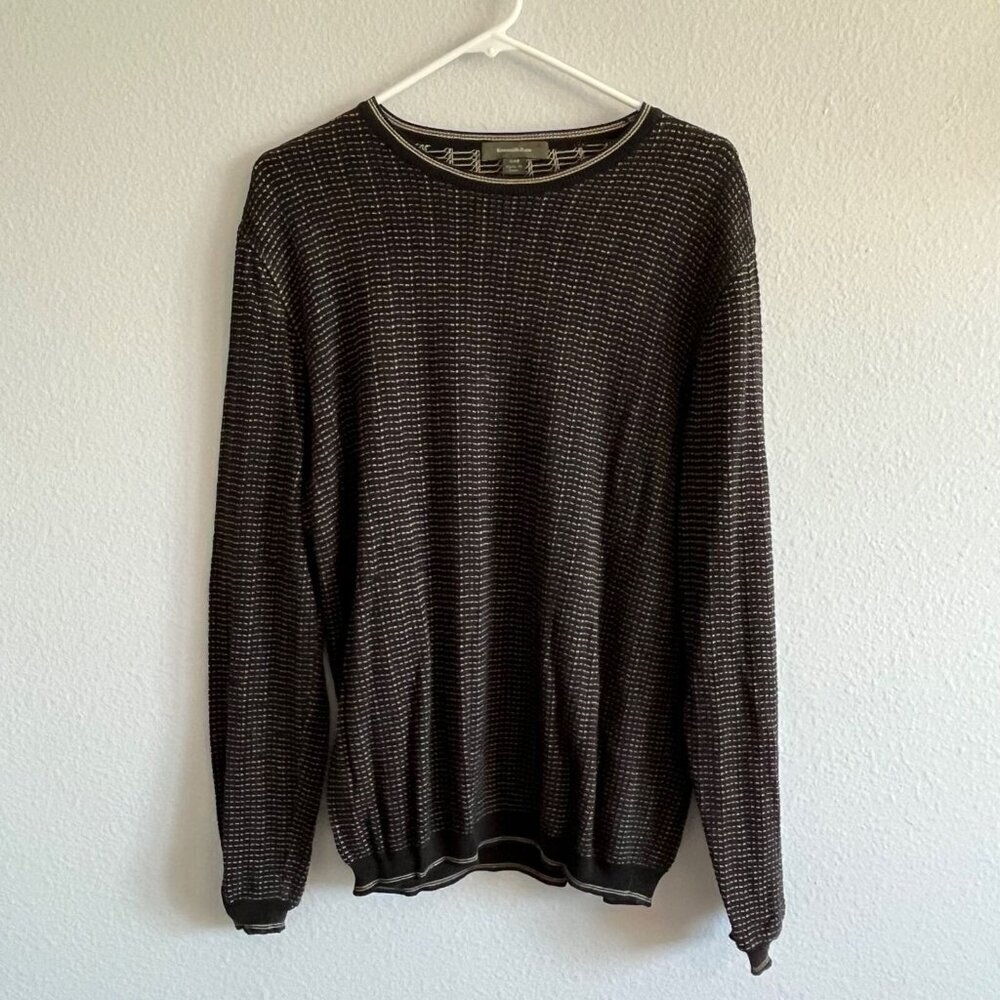 Ermenegildo Zenga Cotton Blend Lightweight Crew Neck Sweater Black Blue Yellow S